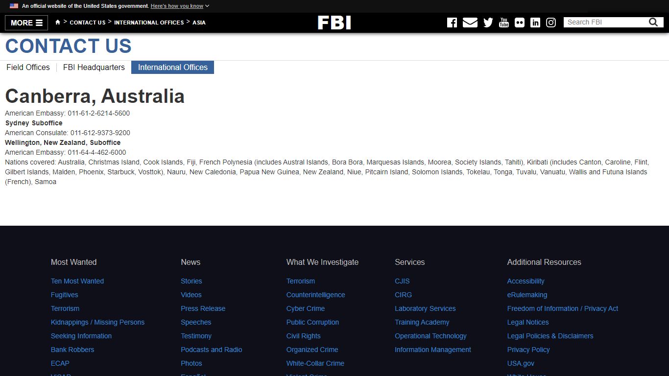 Canberra, Australia — FBI